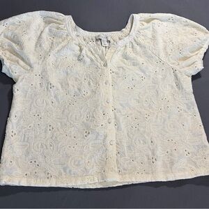 Calypso St. Barth Ivory Floral Eyelet Blouse